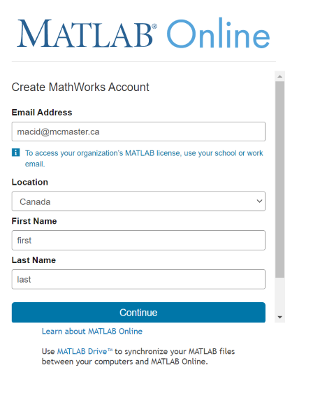 sign up dialog box